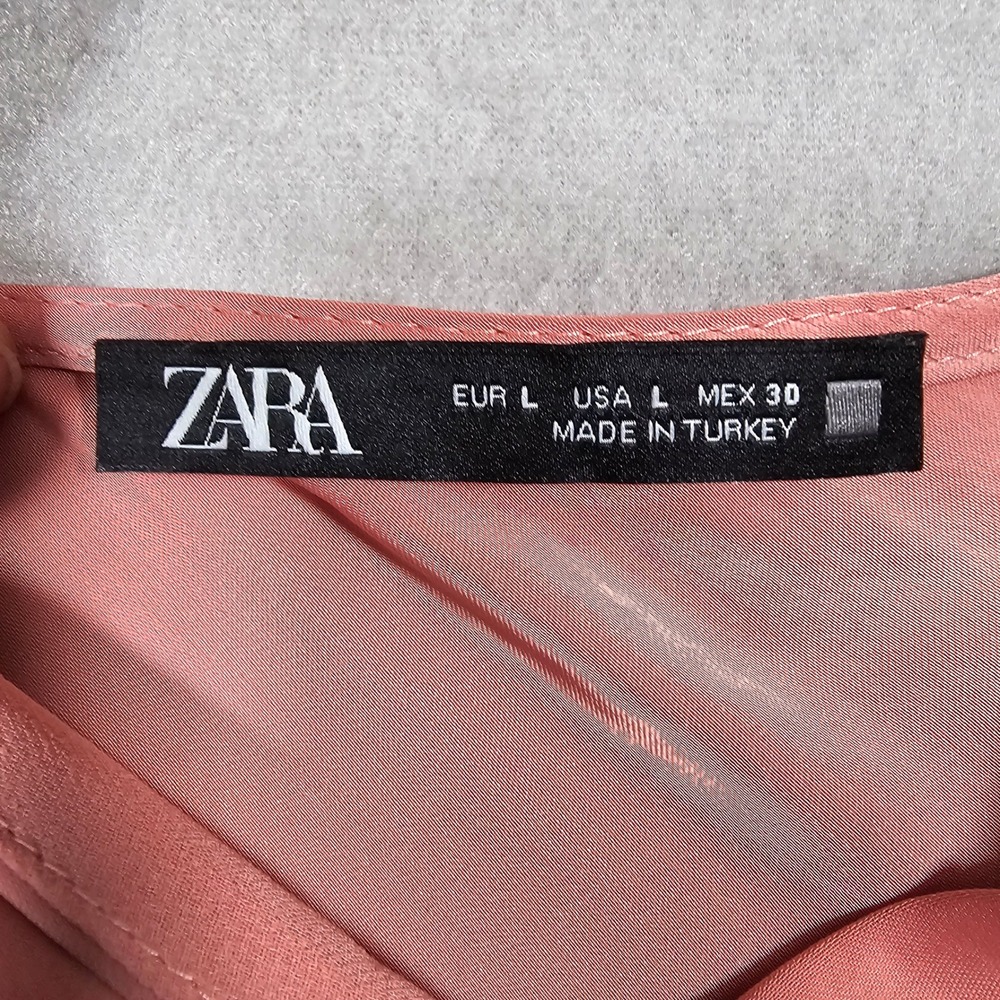 ZARA Rose Pink Satin Maxi Dress Surplice V-Neck Side Slit Gown Adjustable Straps - Picture 9 of 11